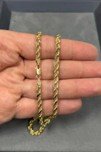 14K Solid Gold Rope Chain 20 Inch 5Mm